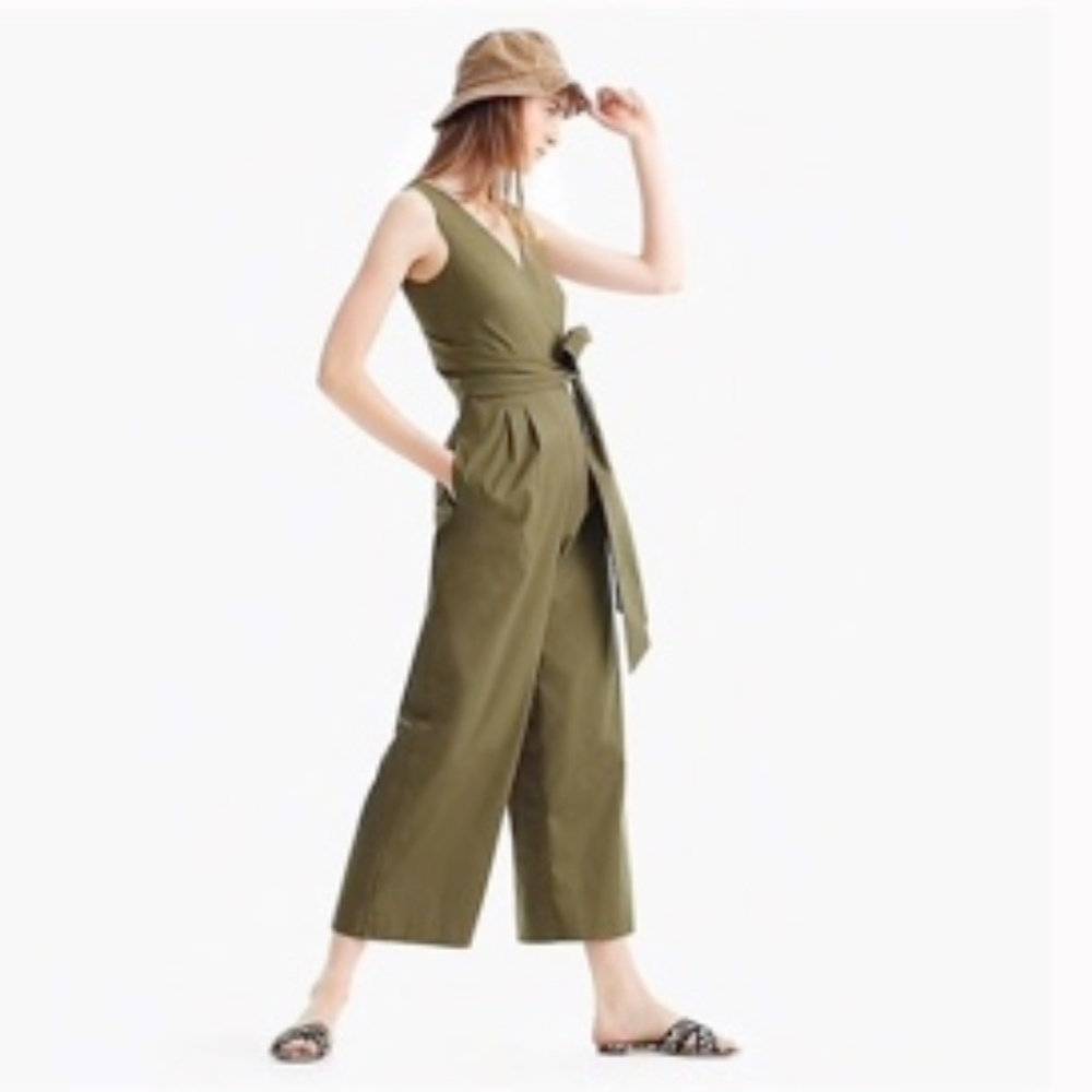 J Crew  sz. 10 Olive Wrap-tie jumpsuit